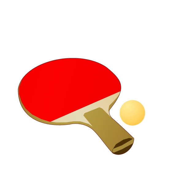 红色的乒乓球拍插画