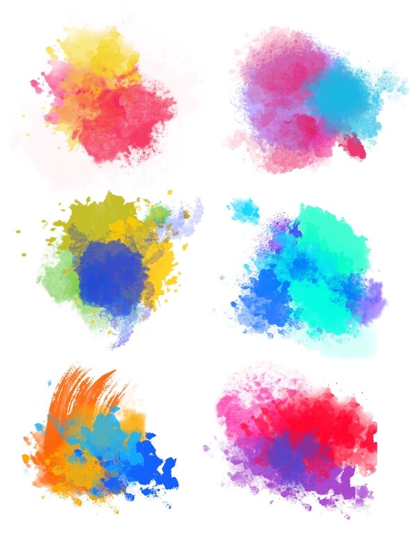 五彩水墨涂鸦爆炸笔触喷溅设计元素