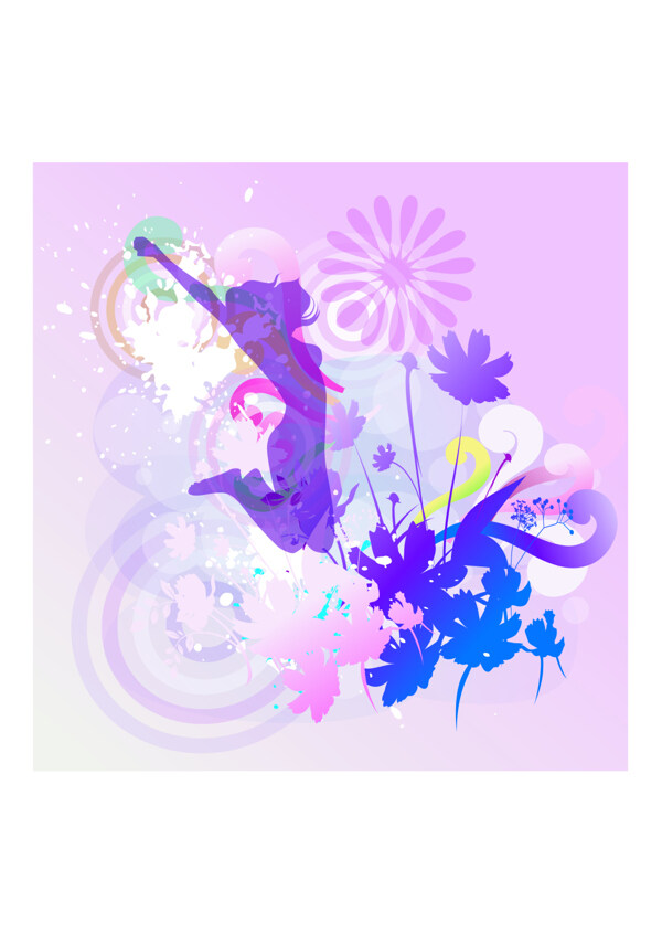 紫色欧美卡通花纹