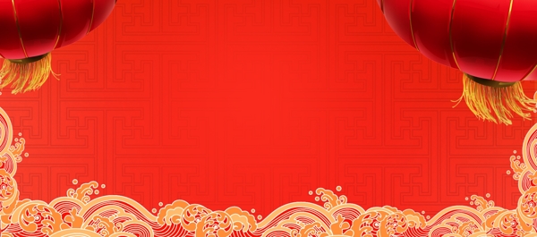 中国风灯笼春节新年红色喜庆卡通背景