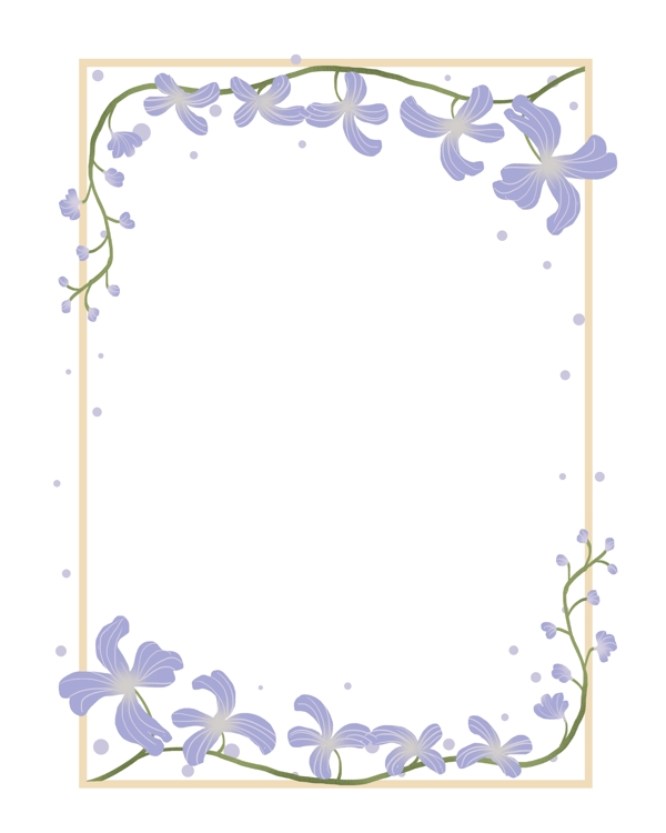 扁平小清新紫色花朵边框