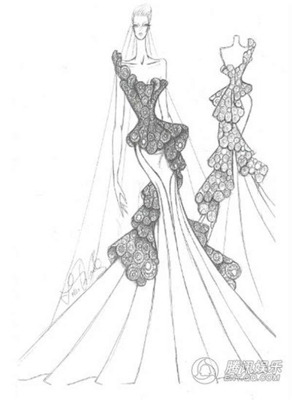 个性婚纱长裙设计图