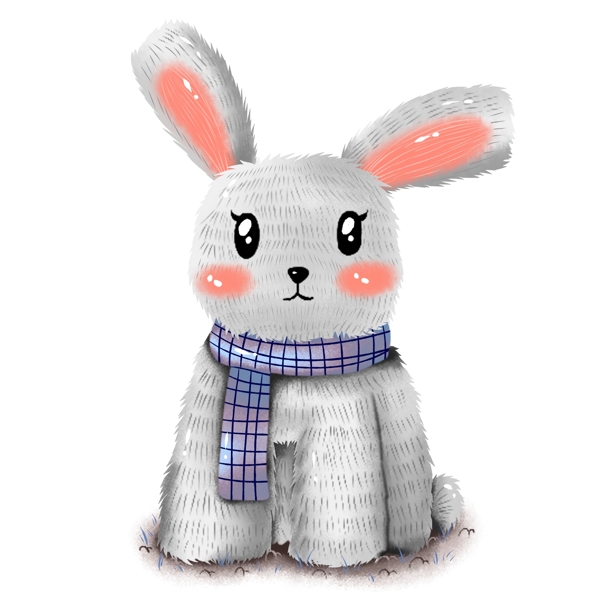 原创手绘动物兔子冬季冬日围巾