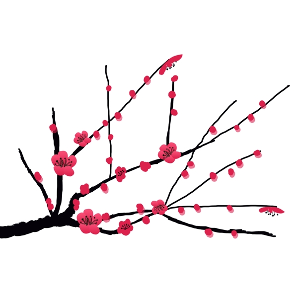 中国风梅花素材红色梅花可商用素材