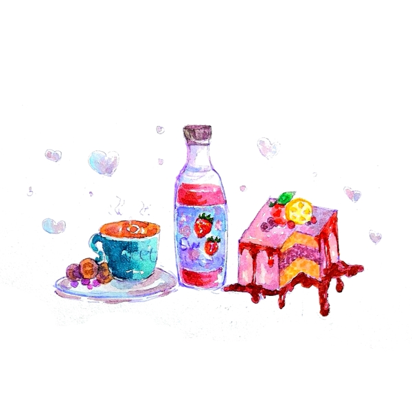 夏日草莓汁甜点下午茶维生素甜蜜PNG