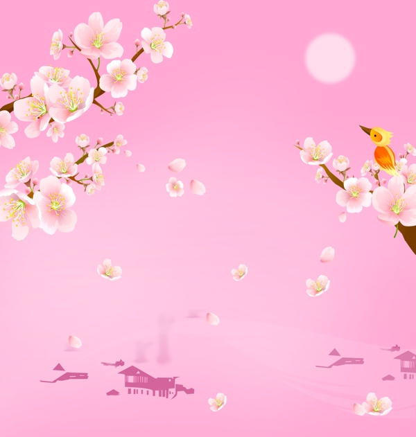 粉色唯美桃花吊顶图案