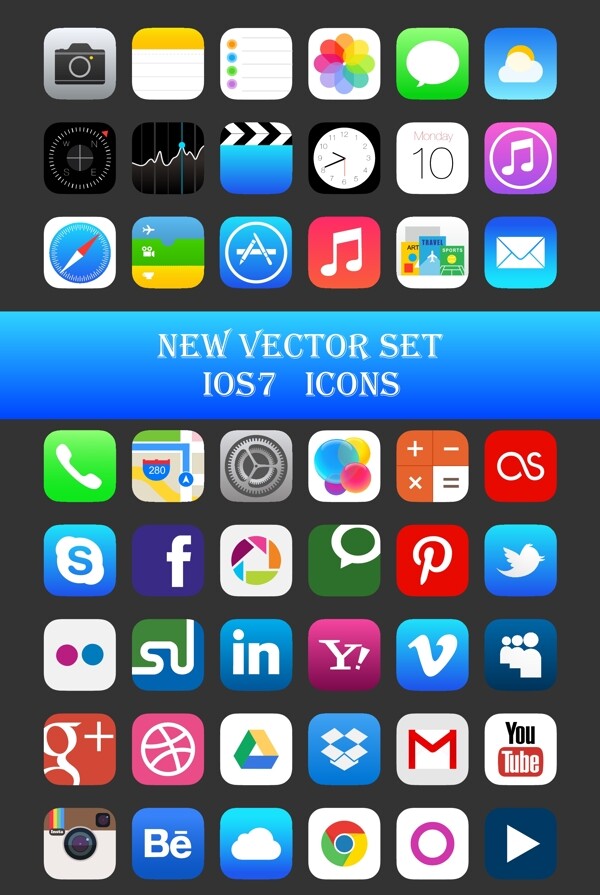 原设计ios7媒体图标矢量