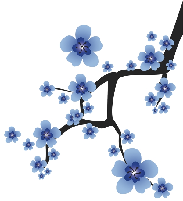 中国风青花瓷类矢量可编辑蓝色梅图片