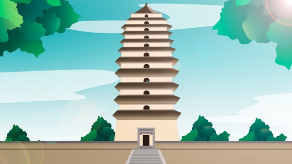 中国风历史建筑小雁塔