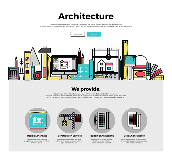 办公工具矢量建筑图