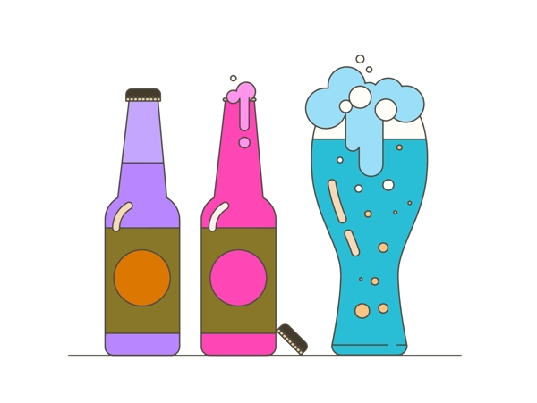 啤酒饮品玻璃杯汽水图标UI