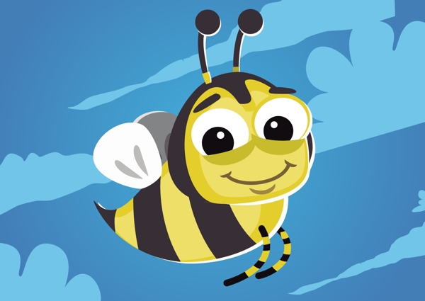 卡通飞行的蜜蜂