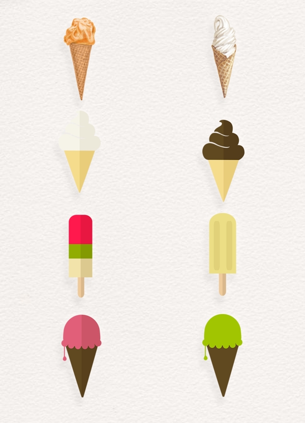 8组冰淇淋元素卡通psd设计