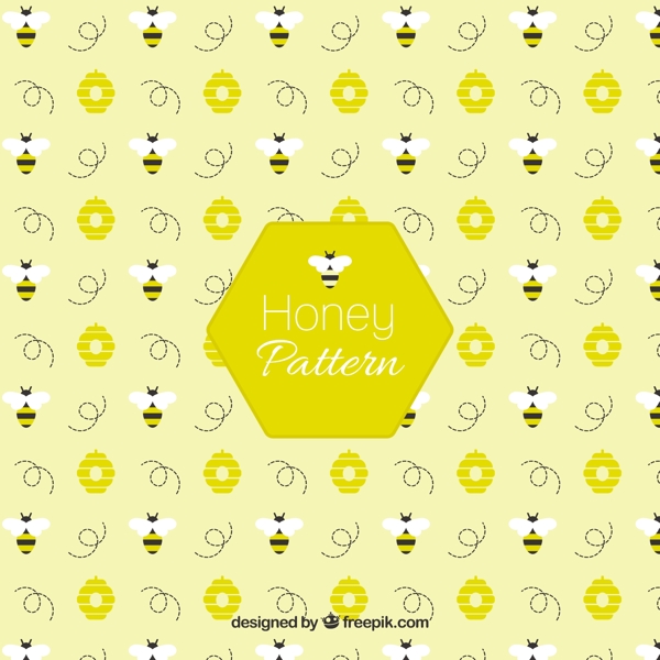 蜜蜂与flowerrs图案在平面设计