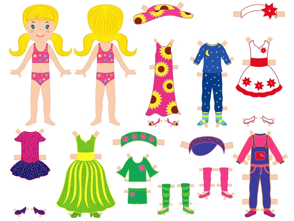 儿童泳衣服装插画