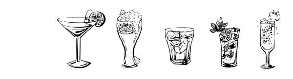 黑白线条的几种饮品图片