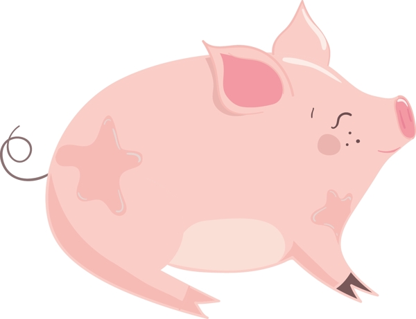 2019猪年手绘卡通粉色小猪原创可商用元素