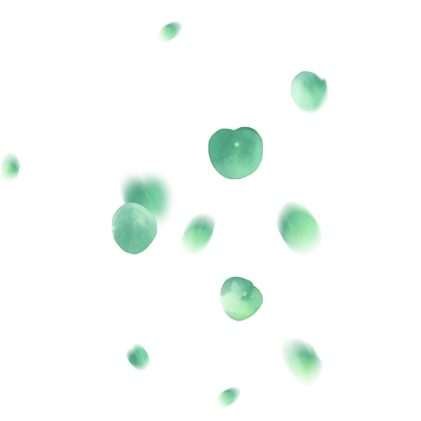 漂浮的圆形绿叶飘落的青绿色叶片手绘圆叶