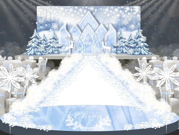 冰雪主题婚礼舞台效果图背景