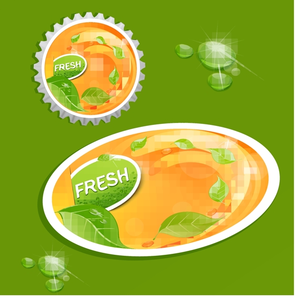 新鲜多汁的水果标签图片