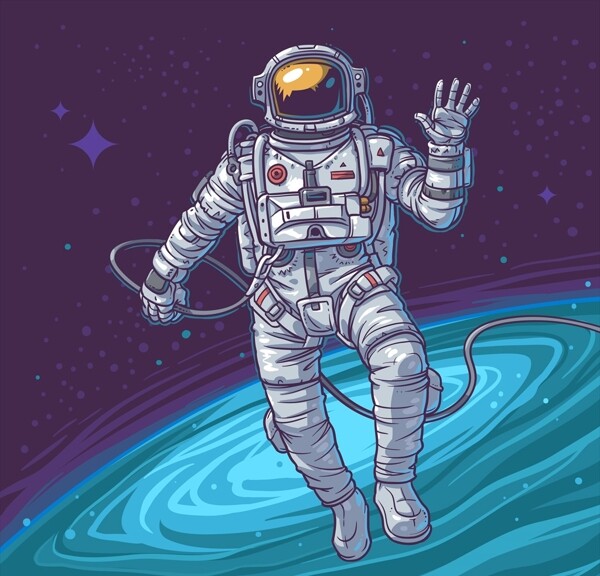 宇航员主题插画设计