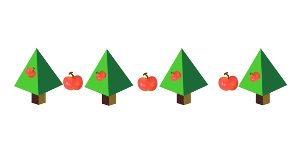 苹果果树分割线插画