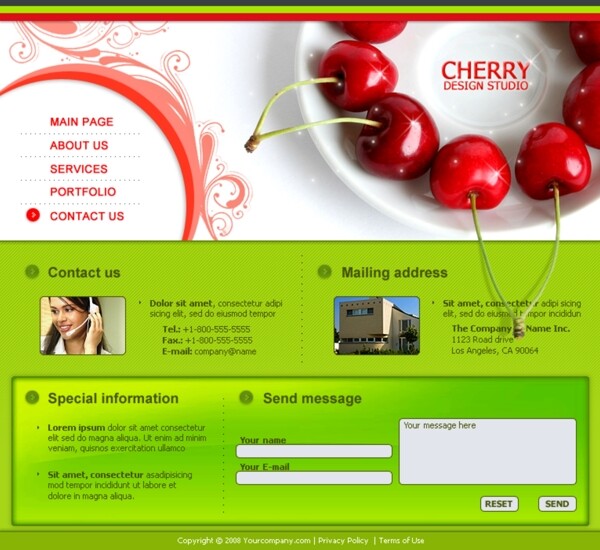 欧美绿色生物网页模版图片