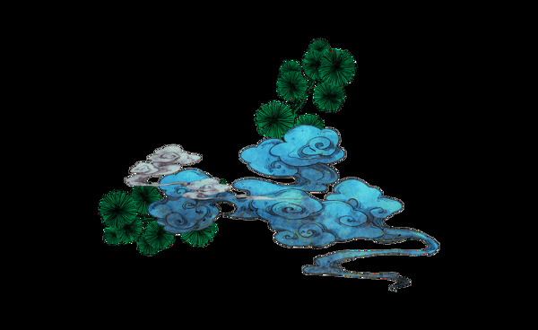 抽象蓝色花朵元素