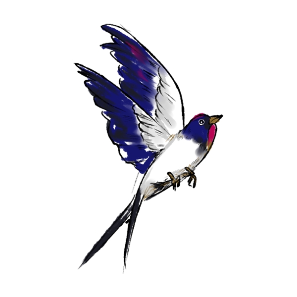 手绘飞翔的小鸟卡通透明素材
