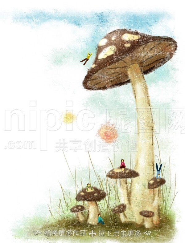 手绘蘑菇图片