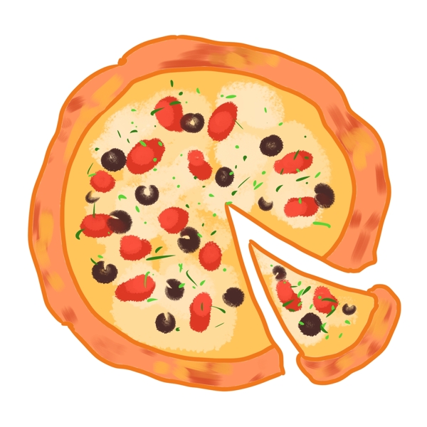 披萨小吃卡通插画