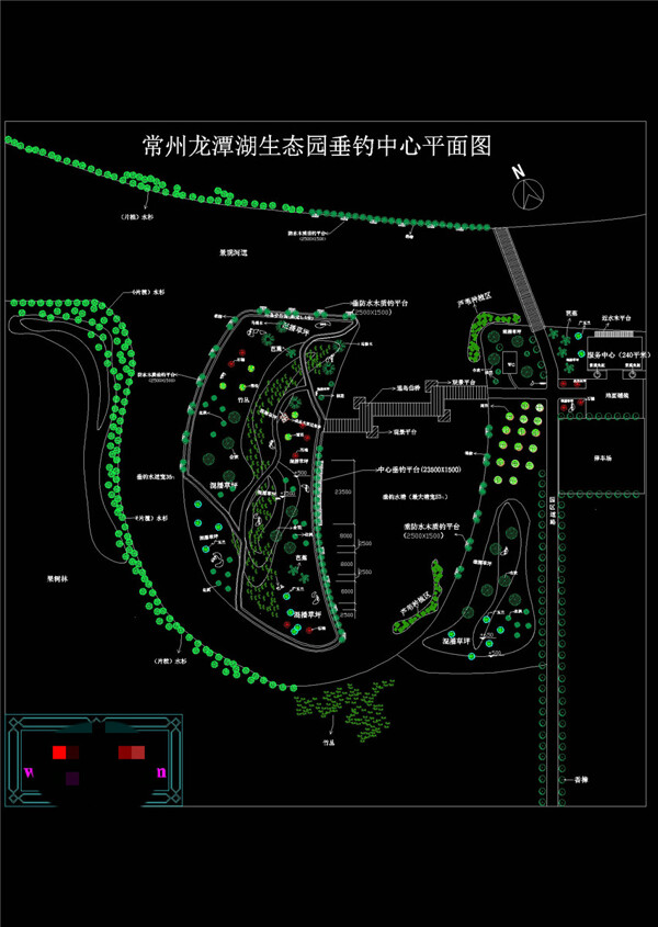 垂钓小岛CAD景观图纸