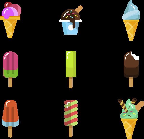彩色可爱冰淇淋免抠png透明图层素材