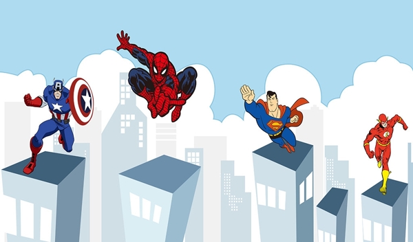 超级英雄蜘蛛侠超人背景墙
