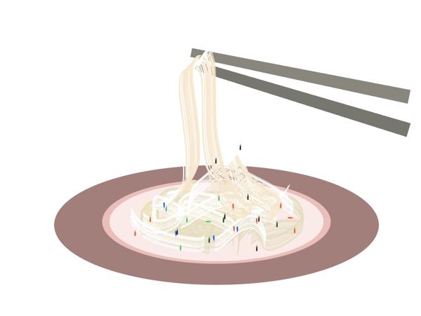 一盘美味的面条插画