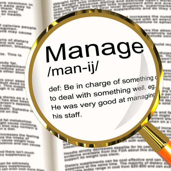 管理定义放大镜表现出领导能力的管理和监督