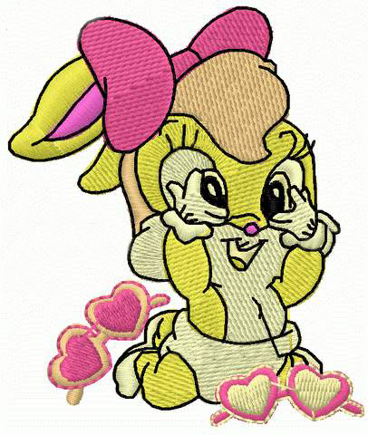 绣花动物兔子卡通色彩免费素材