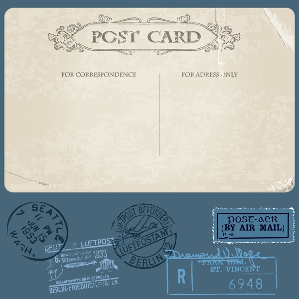 复古明信片邮票图片