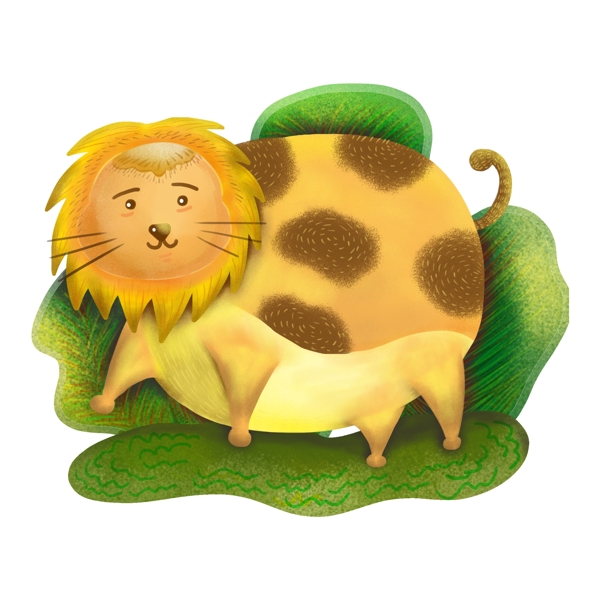 胖狮子可爱胖动物原创卡通插画设计元素