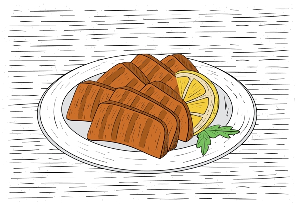 手绘矢量西餐食物插画