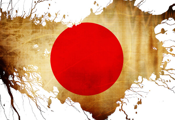 日本国旗墨迹喷溅