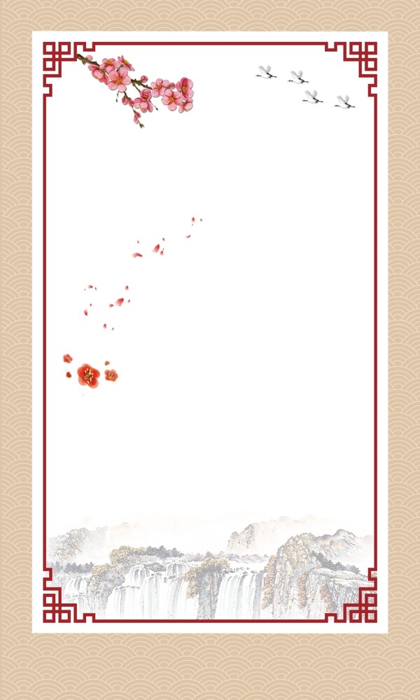 中国风背景红色古典背景图片