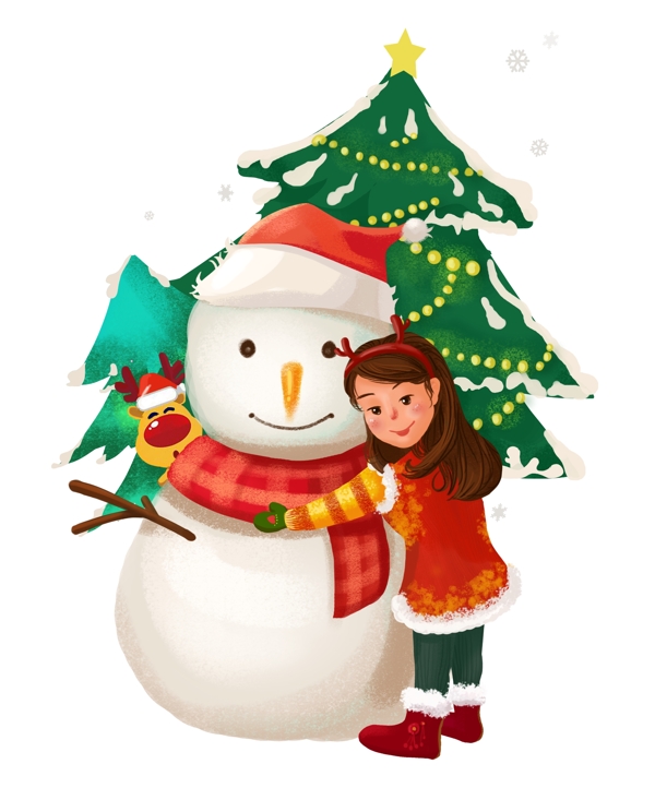 圣诞快乐雪人抱抱