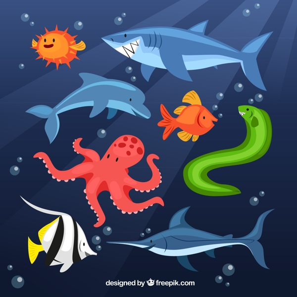 卡通海洋动物矢量素材图片