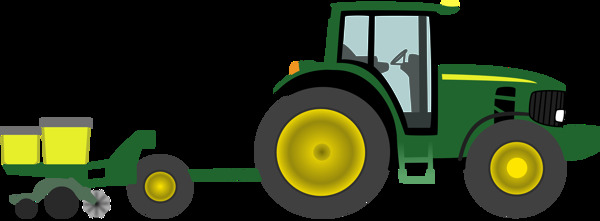 两个绿色拖拉机免抠png透明图层素材