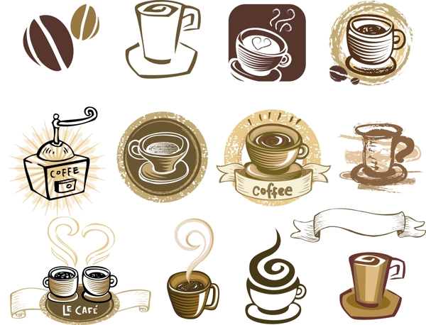 老式的咖啡标志设计矢量素材02