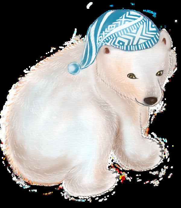 带帽子北极熊卡通透明素材