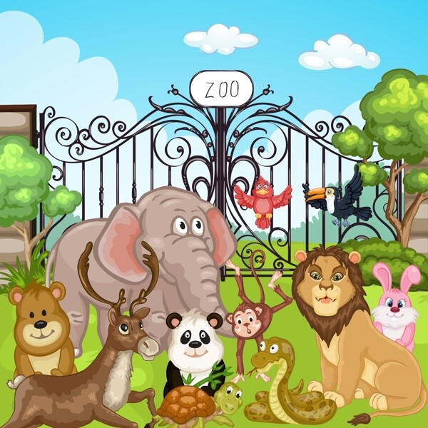 动物园大门和动物图片