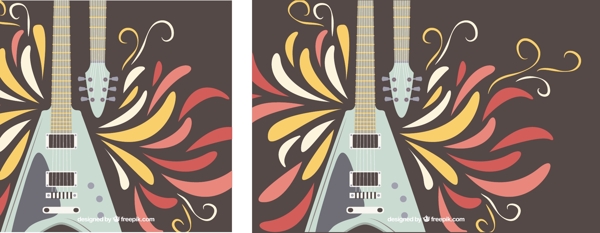 创意电吉他平面设计装饰图案背景