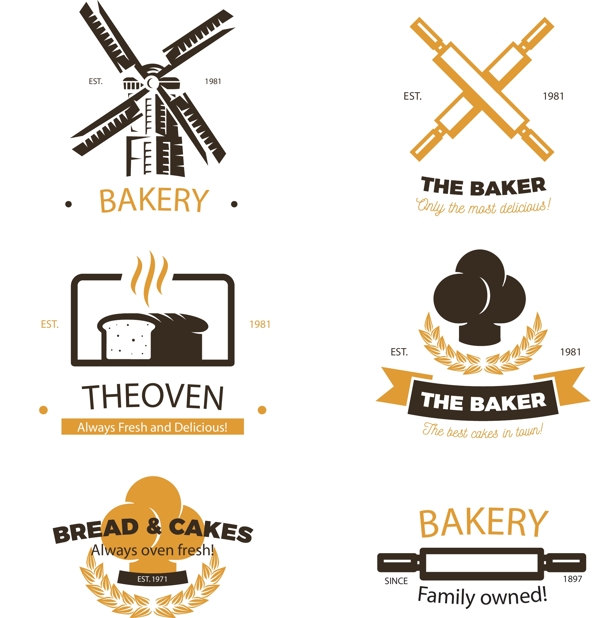 创意的面包店标志矢量素材